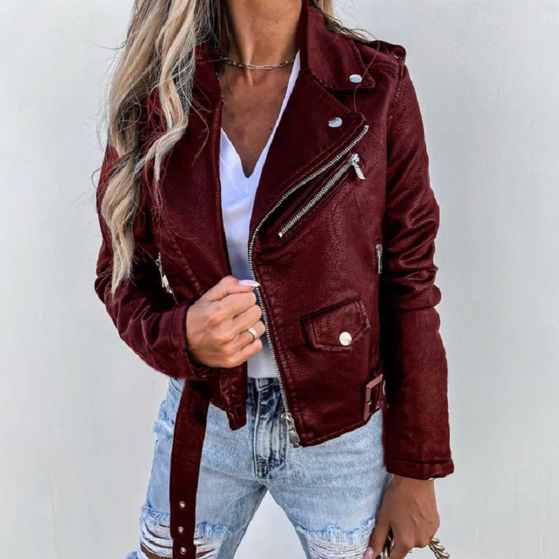 Elvira | Biker Jacket with Lapel Collar for Women