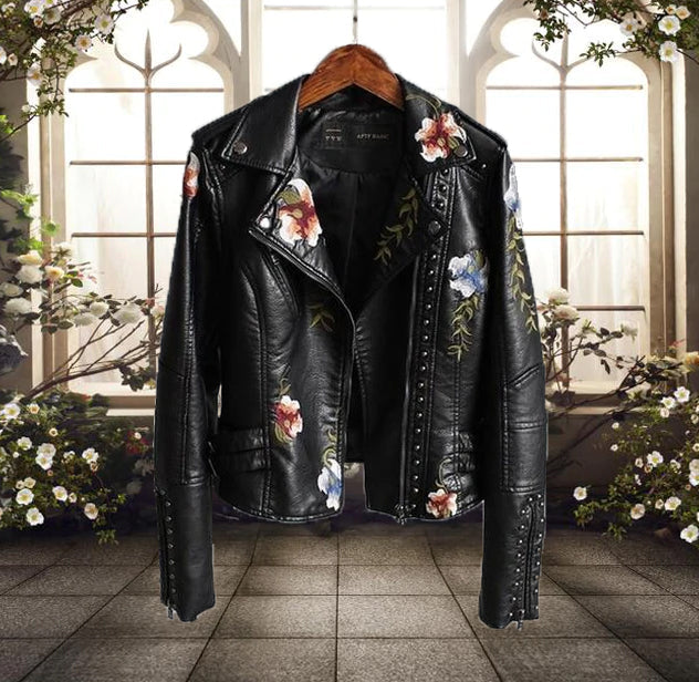 Petronella | Floral Print Casual Biker Jacket for Women