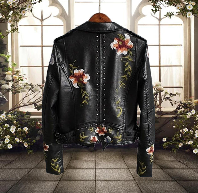Petronella | Floral Print Casual Biker Jacket for Women