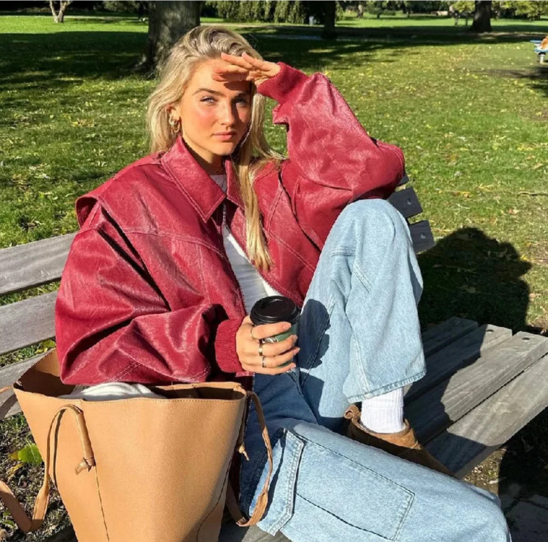 Mariska | Oversized Jacket with Stylish Red Design for Women