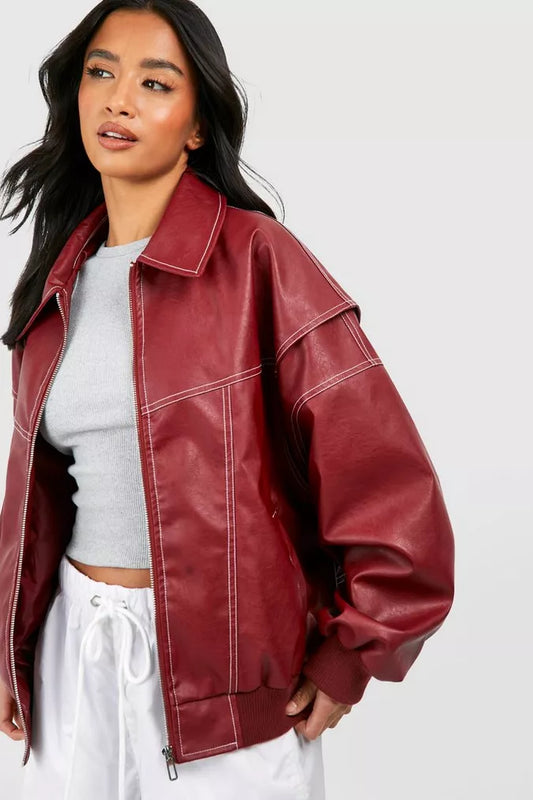 Mariska | Oversized Jacket with Stylish Red Design for Women
