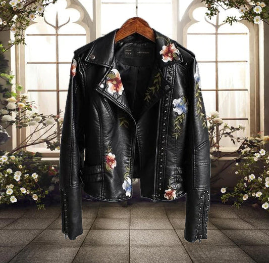 Petronella | Floral Print Casual Biker Jacket for Women