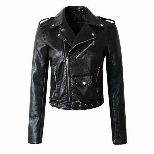 Olena | Classic Zip-Front Biker Jacket for Women