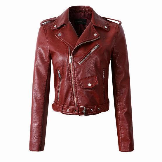 Olena | Classic Zip-Front Biker Jacket for Women